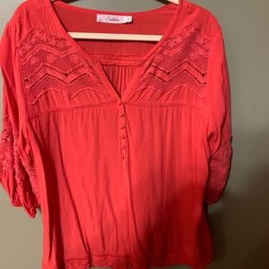 Coral 3/4 sleeve top